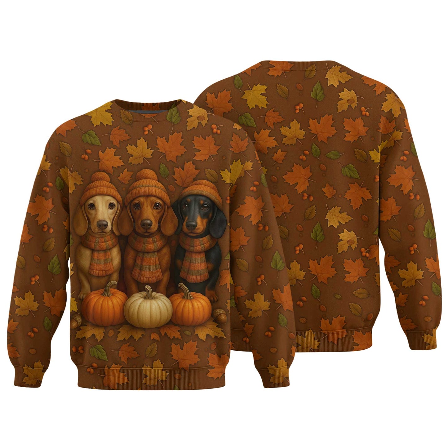 Autumn Fall Pumpkin Wiener Dog Shirt - Weiner Dog Christmas T Shirt, Dachshund Shirt Women’s, Pattern Polos For Spooky Season