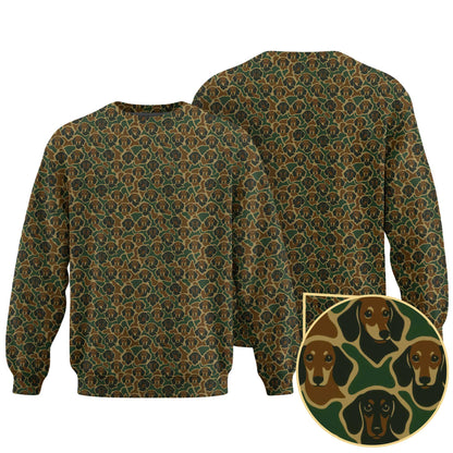 Camo Dachshund Pattern Polos , Weenie Dog Shirt, Dog Lover Gift