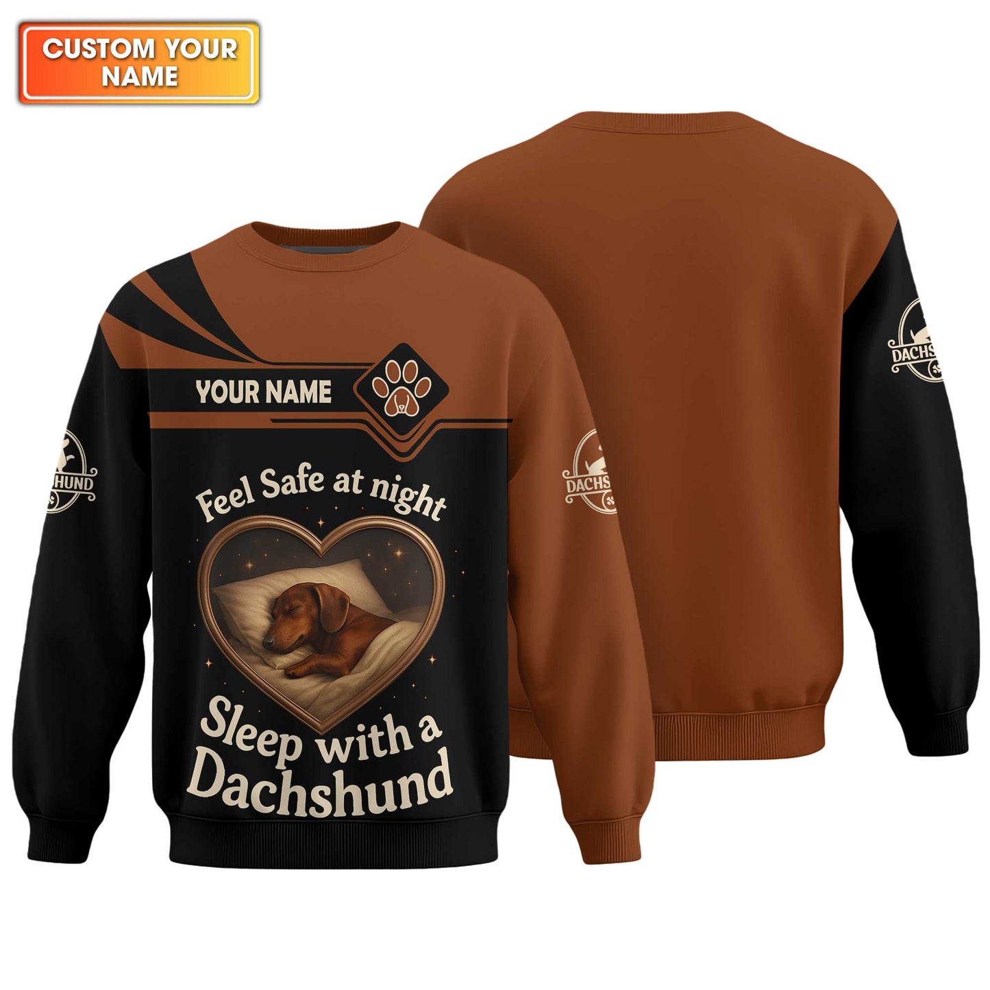 Dachshund T Shirt, Weenie Dog Shirts, Sleep With Dachshund Night Theme Custom Name Shirt