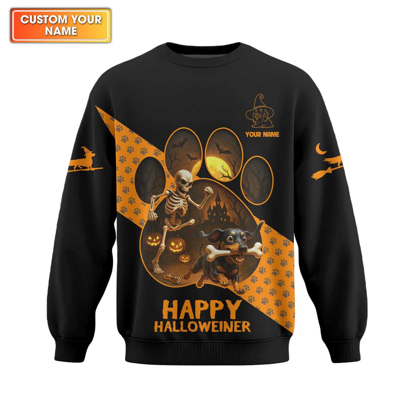 Happy Halloweiner, Dachshund Halloween Shirt, Wiener Dog T-Shirt, Custom Dog Lover Gift