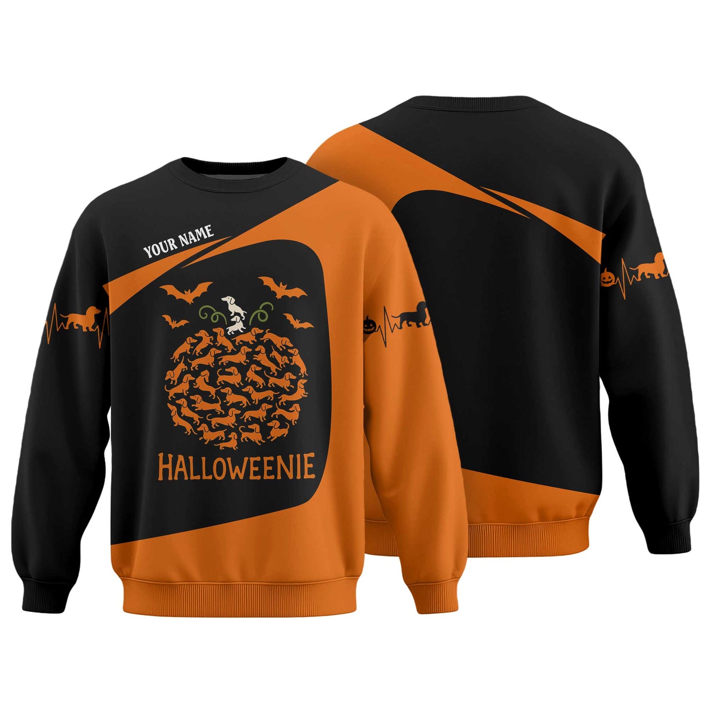 HalloWeenie - Dachshund Halloween Shirt, Weenie Dog Shirts, Pattern Polos For Spooky Season - Custom Name Shirt