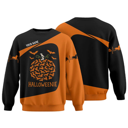 HalloWeenie - Dachshund Halloween Shirt, Weenie Dog Shirts, Pattern Polos For Spooky Season - Custom Name Shirt