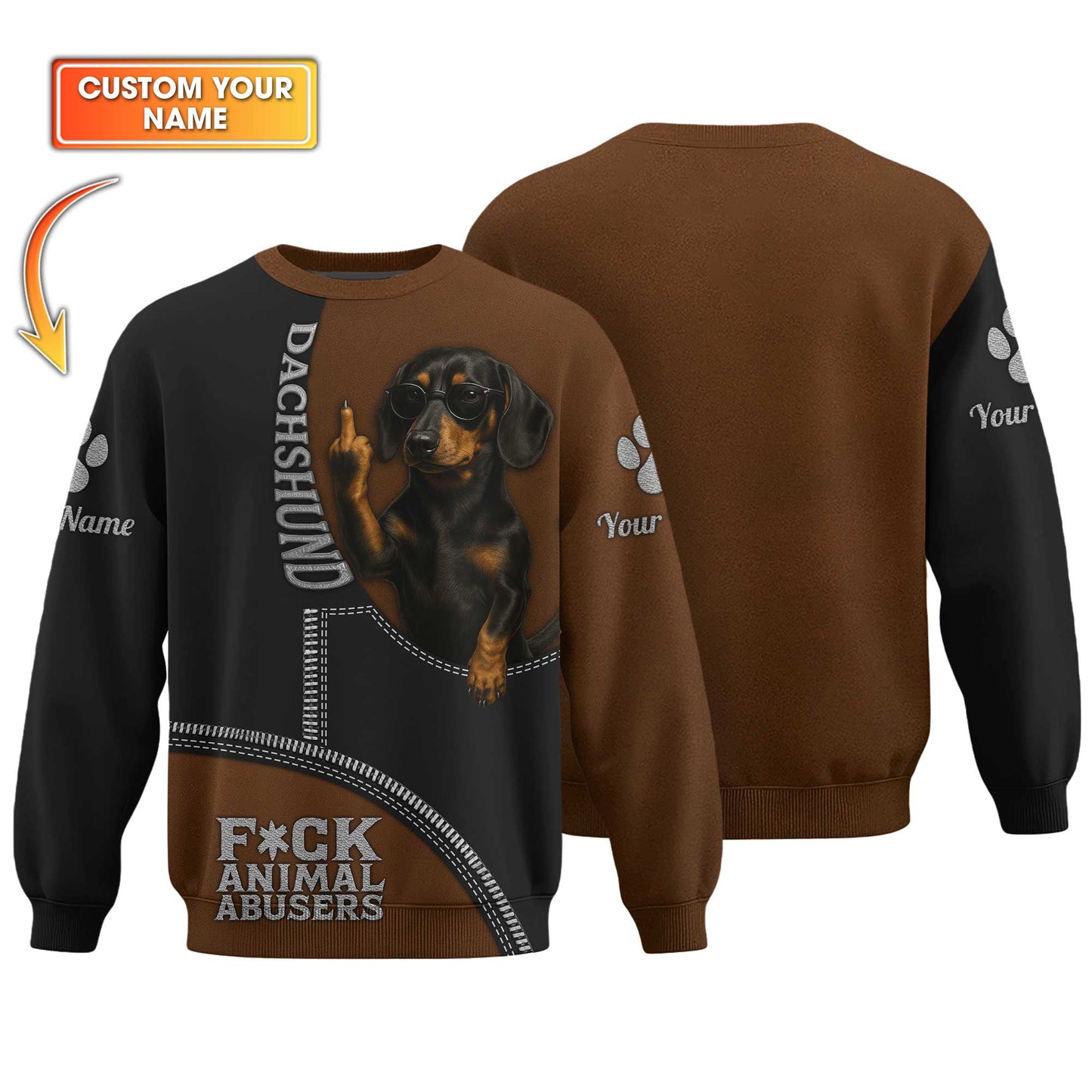 Custom Name Dachshund Shirt, Weiner Dog Shirts, Badass Dog Anti Animal Abusers Shirt