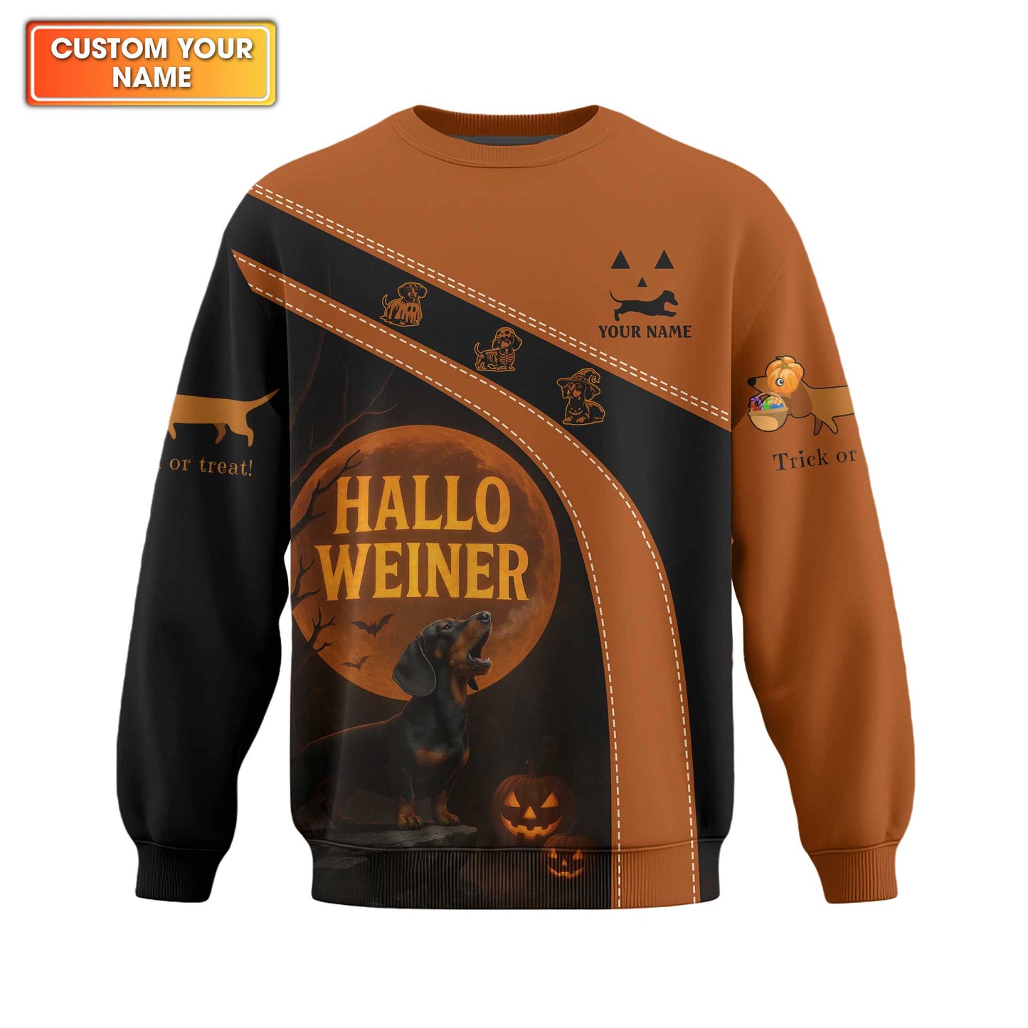 Hallo Weiner, Dachshund Shirt, Weiner Dog T Shirt, Halloween Custom Name Shirt