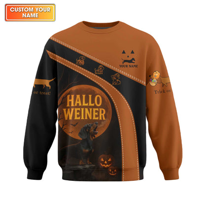 Hallo Weiner, Dachshund Shirt, Weiner Dog T Shirt, Halloween Custom Name Shirt