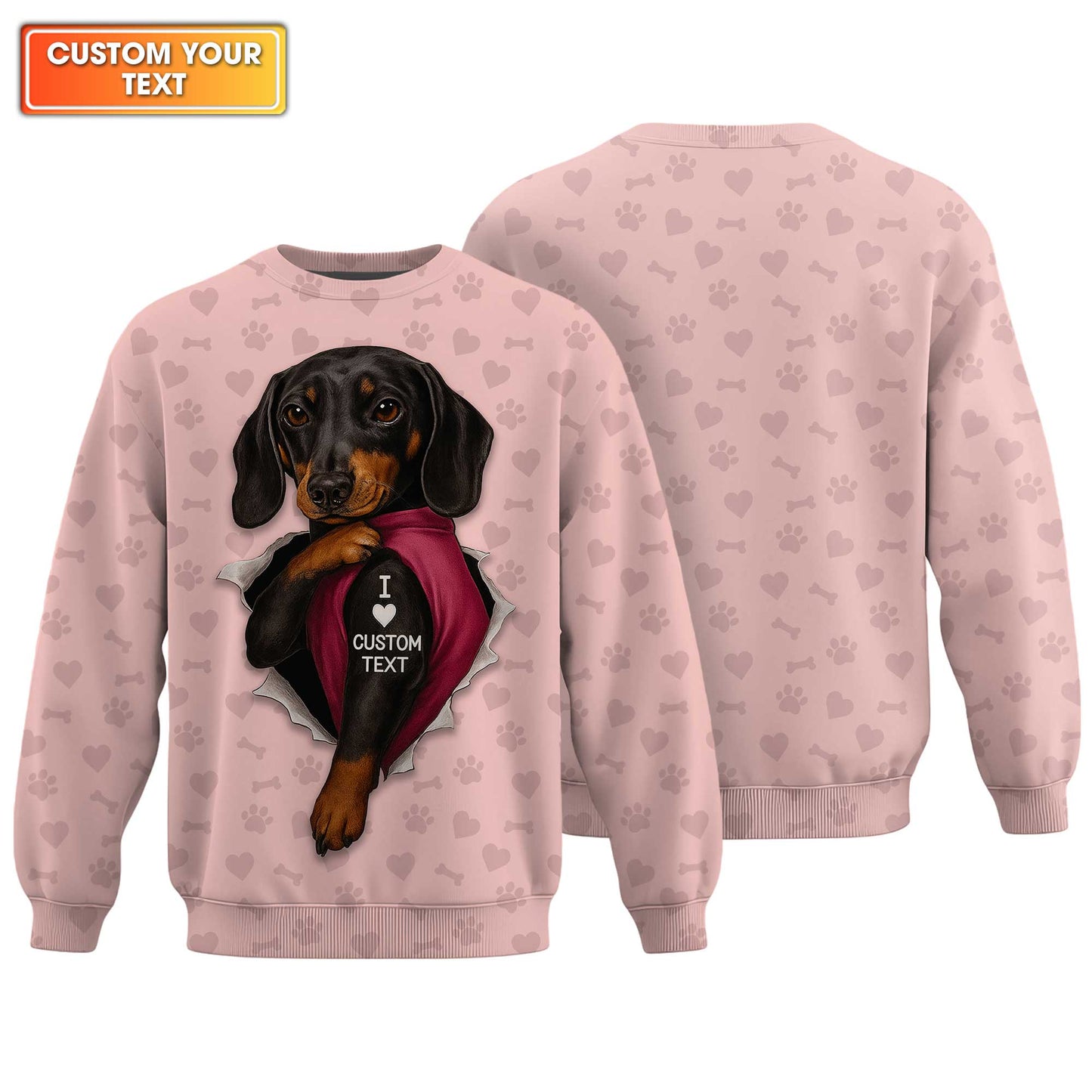 I Love Dachshund Custom Name Pink Shirt, Weenie Dog Lovers Shirt, Cute Dachshund Shirt