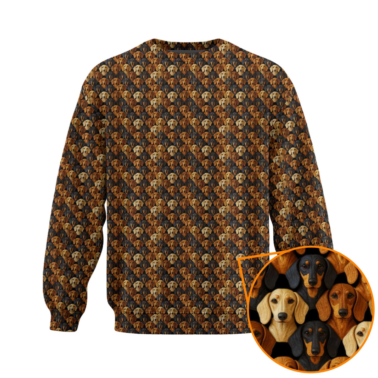 Funny All Over Print With Multiple Dog Faces Shirt, Pattern Polos, Dachshund Shirt, Weiner Dog Shirts