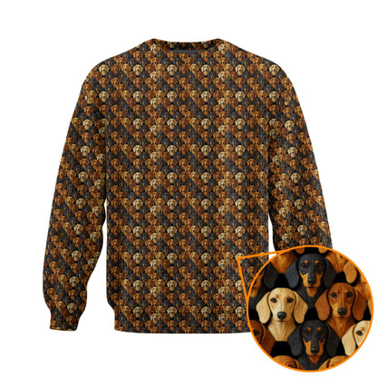 Funny All Over Print With Multiple Dog Faces Shirt, Pattern Polos, Dachshund Shirt, Weiner Dog Shirts
