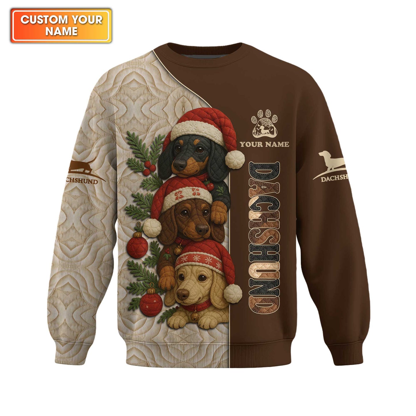 Dachshund Christmas Shirt, Wiener Dog Holiday T-Shirt, Custom Sausage Dog Gift