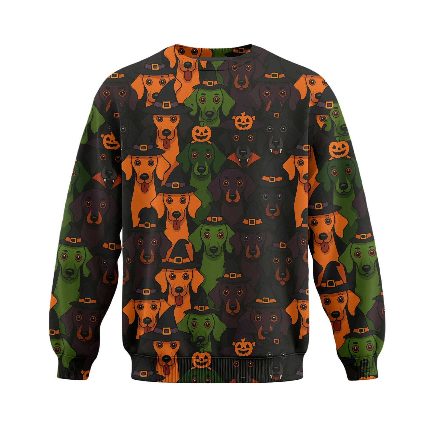 Weenie Dog Halloween With Witch Hat Print, Pattern Polos For Spooky Season, Dachshund Hoodie