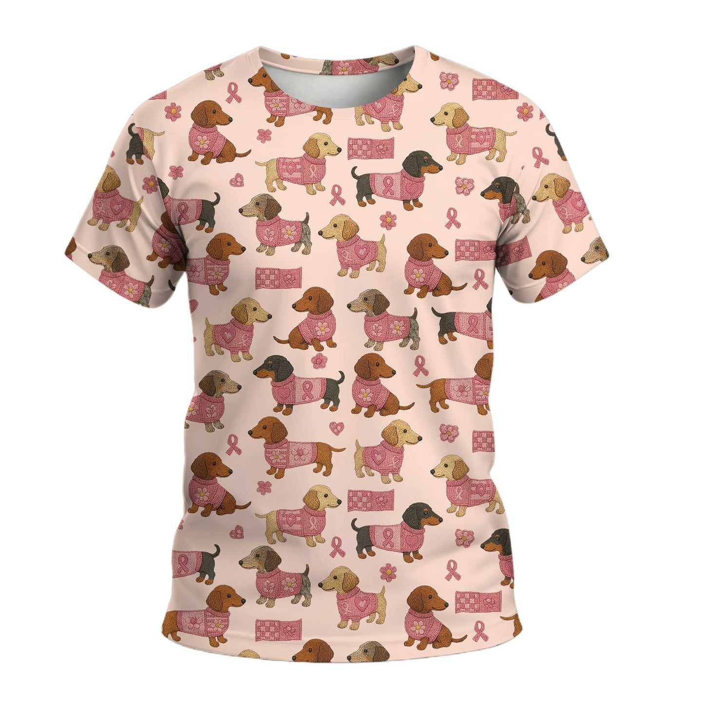 Cute Sausage Dog Graphic Shirt - Dachshund Christmas Shirt, Weiner Dog Tee, Pattern Polos For Spooky Season