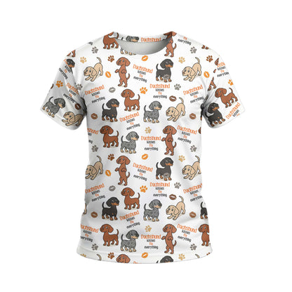 Dachshund Kisses Fix Everything Pattern Polos, Dachshund Shirt, Weiner Dog T Shirt