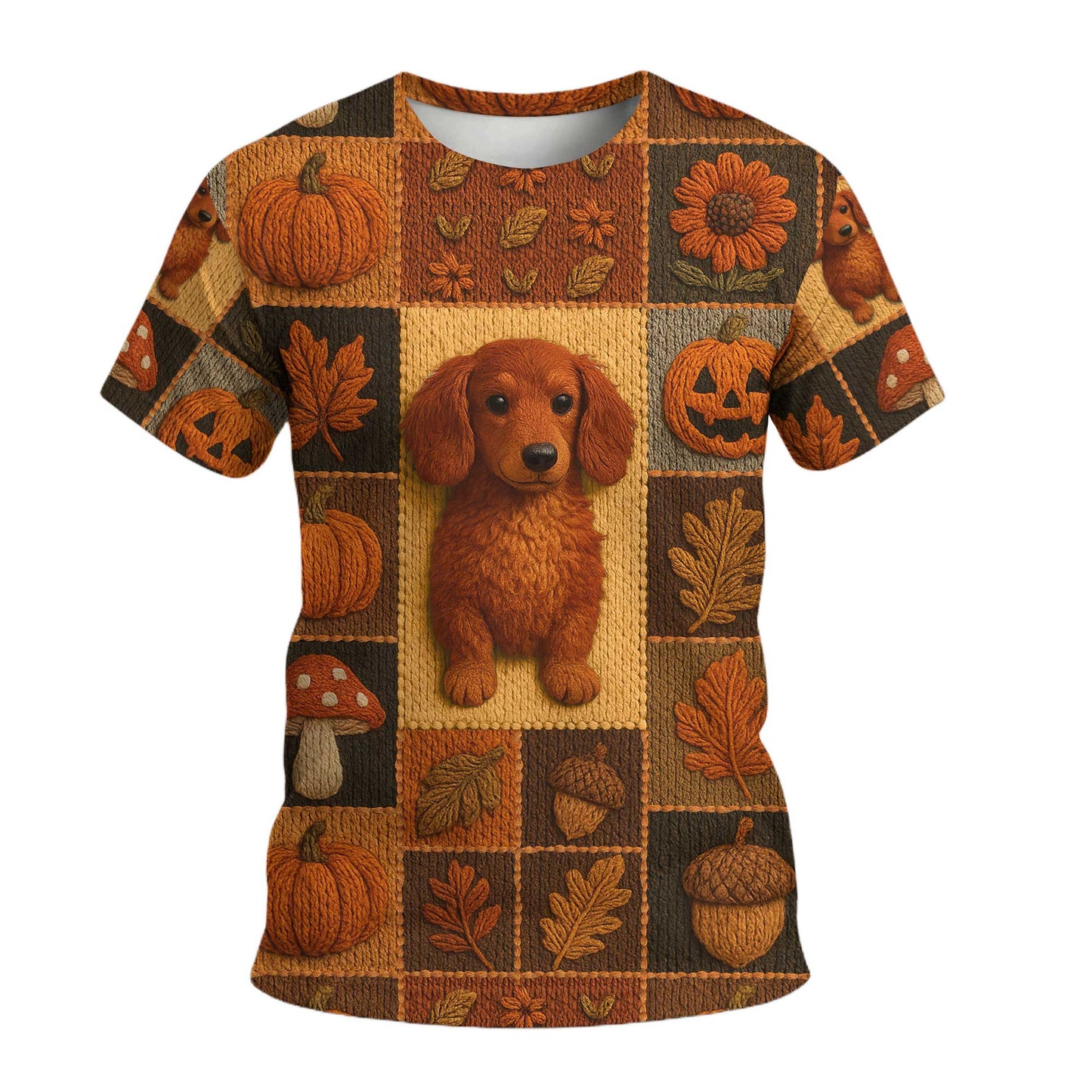 Pattern Polos For Spooky Season, Dachshund Sweatshirt, Fall Leaves Pumpkin Dog Shirt