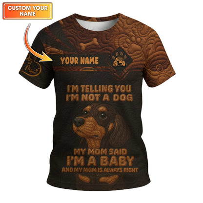 My Mom Said I'm A Baby, Dachshund Shirt Women's, Weiner Dog T Shirt, Pattern Polos For Spooky Season