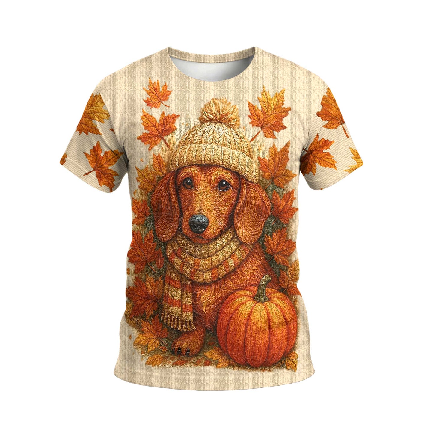 Fall Pumpkin Season Autumn Leaves Tee, Dachshund Shirt, Weiner Dog T Shirt