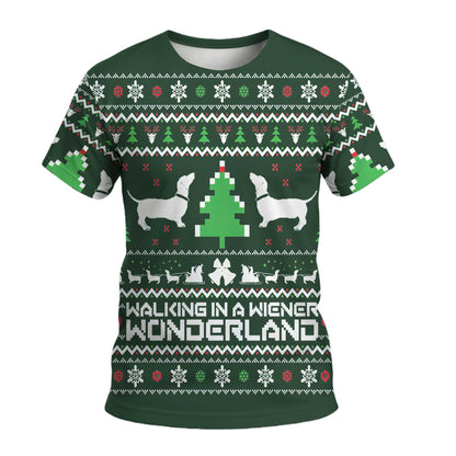 Walking In A Wiener Wonderland, Christmas Dachshund Shirt, Weiner Dog Shirts