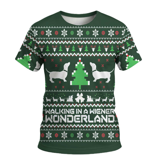 Walking In A Wiener Wonderland, Christmas Dachshund Shirt, Weiner Dog Shirts
