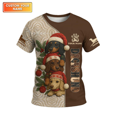 Dachshund Christmas Shirt, Wiener Dog Holiday T-Shirt, Custom Sausage Dog Gift