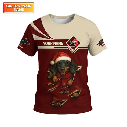 Festive Dachshund Breakthrough Hoodie, Personalized Dachshund Shirt, Wiener Dog T Shirt