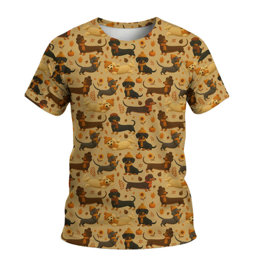 Fall Pattern Shirt, Dachshund Christmas Shirt, Weiner Dog Tee, Pattern Polos For Spooky Season