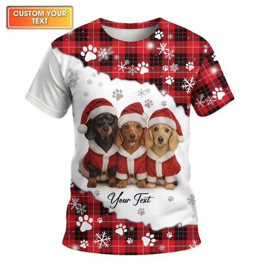 Dachshund Christmas Shirt, Weiner Dog T Shirt, Pattern Polos For Spooky Season, Custom Quote Shirt