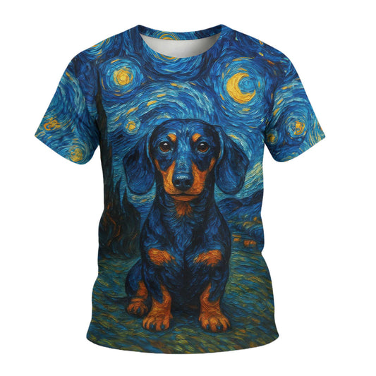 Dachshund Shirt, Weiner Dog Shirts, Van Gogh Starry Night Style