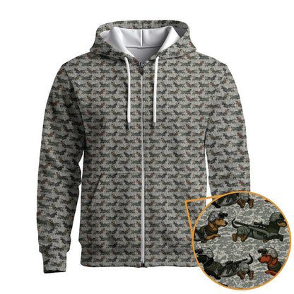 Sausage Dog Camo All Over Tee, Pattern Polos For Dog Lover, Dachshund Shirt