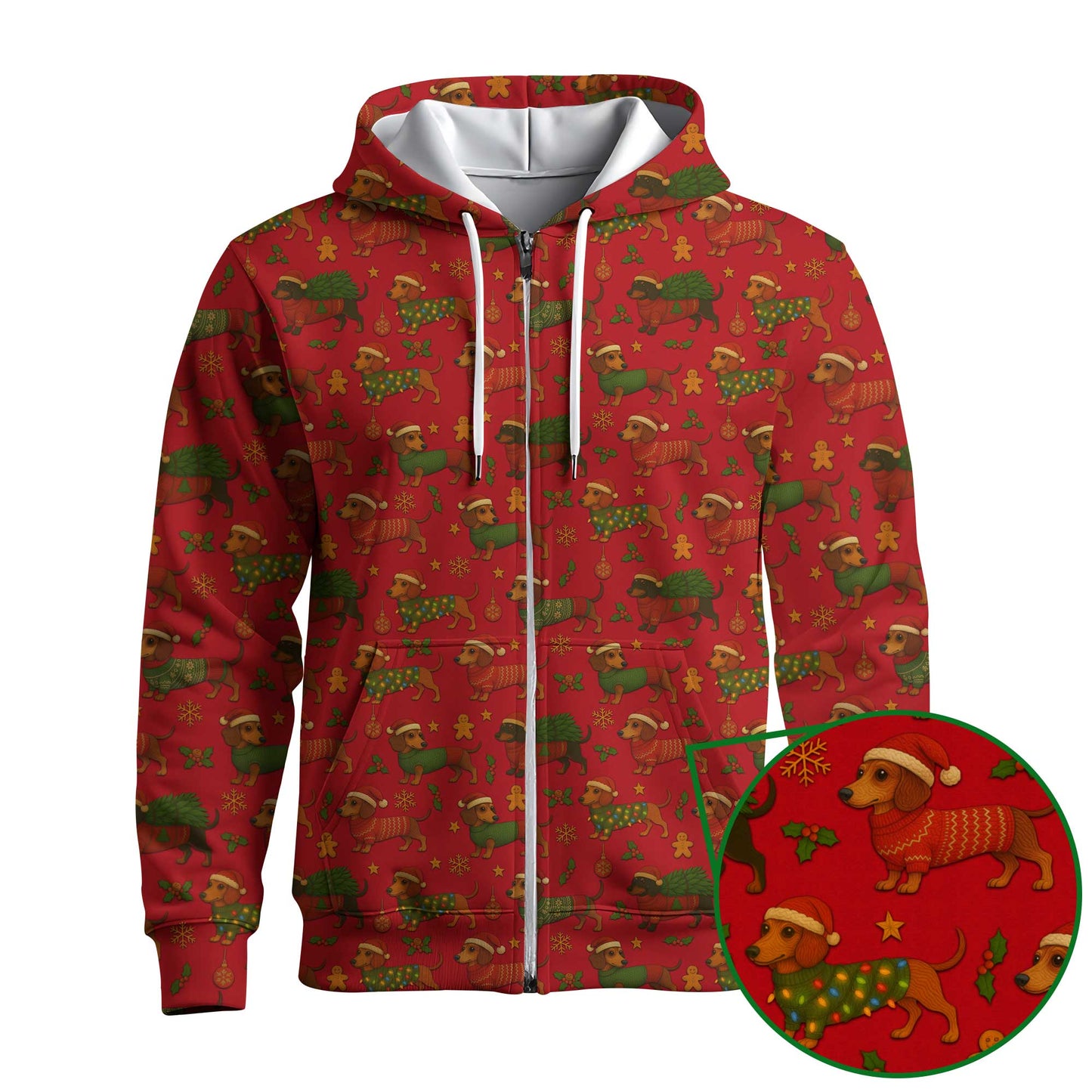 Festive Holiday Shirt, Dachshund Shirt, Weiner Dog T Shirt, Pattern Polos For Christmas