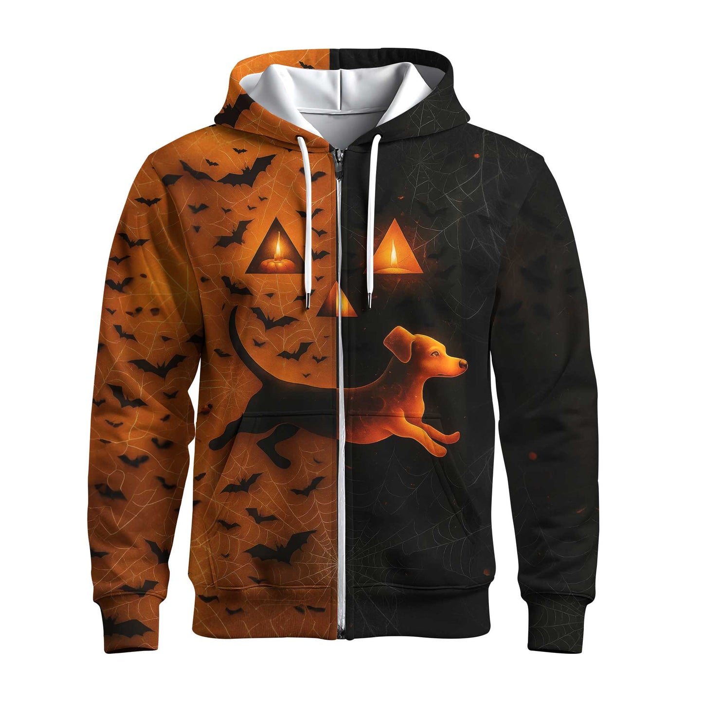 Split Orange & Black Spooky Halloween Dachshund Shirt, Dachshund Shirt, Weiner Dog T Shirt