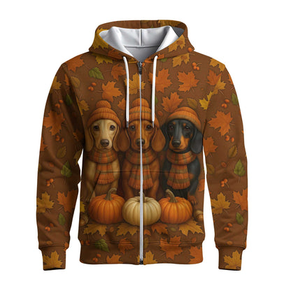 Autumn Fall Pumpkin Wiener Dog Shirt - Weiner Dog Christmas T Shirt, Dachshund Shirt Women’s, Pattern Polos For Spooky Season