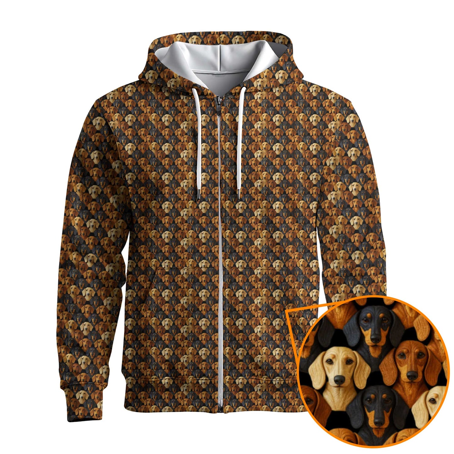 Funny All Over Print With Multiple Dog Faces Shirt, Pattern Polos, Dachshund Shirt, Weiner Dog Shirts
