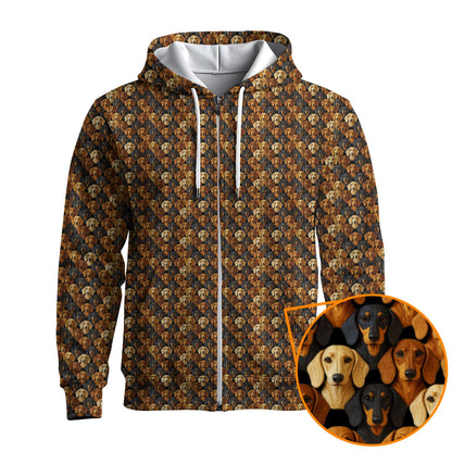Funny All Over Print With Multiple Dog Faces Shirt, Pattern Polos, Dachshund Shirt, Weiner Dog Shirts