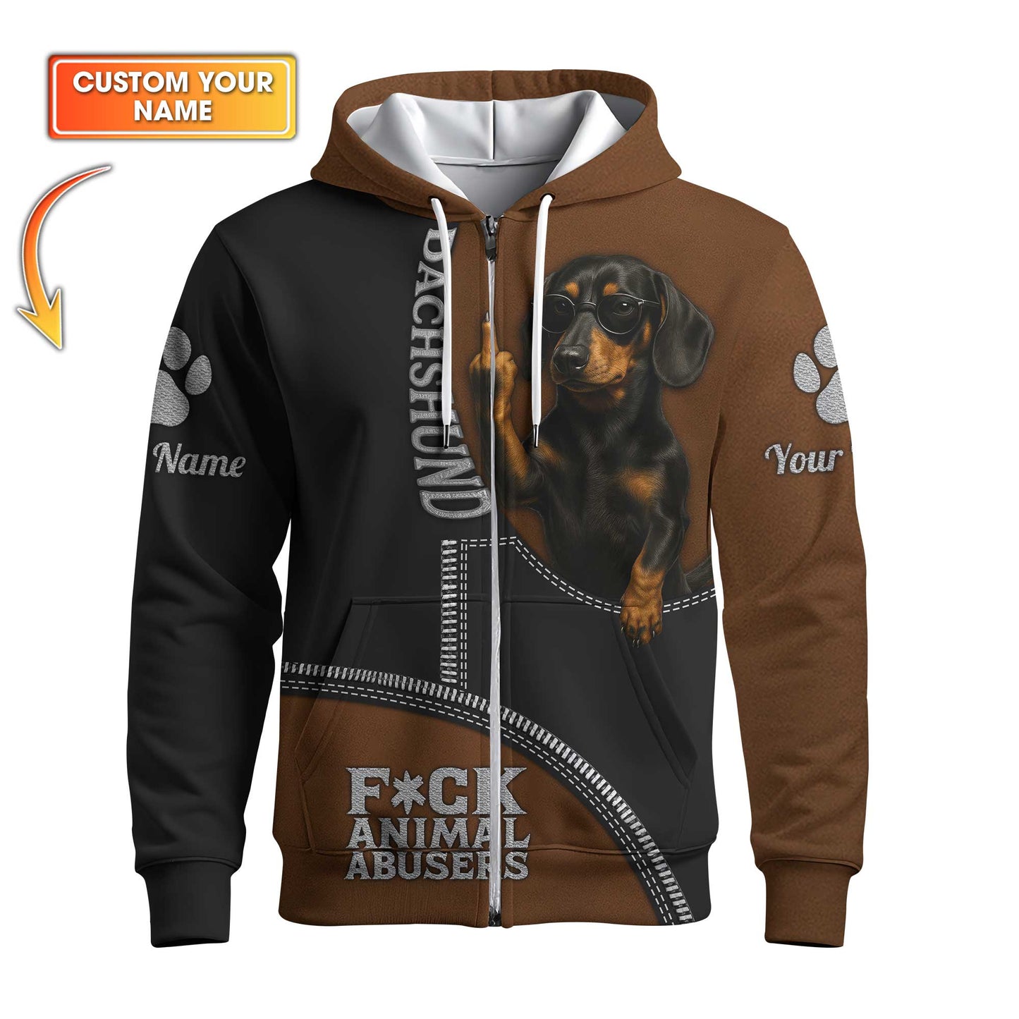 Custom Name Dachshund Shirt, Weiner Dog Shirts, Badass Dog Anti Animal Abusers Shirt