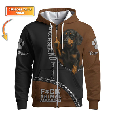Custom Name Dachshund Shirt, Weiner Dog Shirts, Badass Dog Anti Animal Abusers Shirt