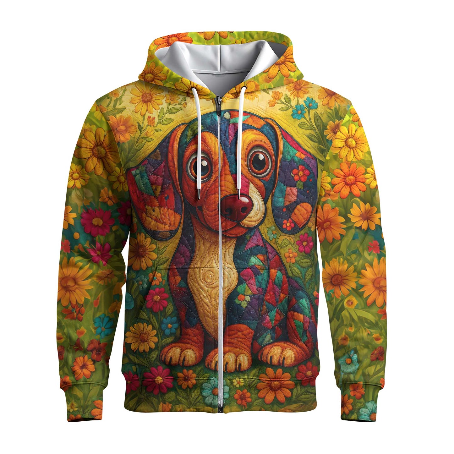 Dachshund Shirt, Weenie Dog Shirts With Colorful Floral Art Design