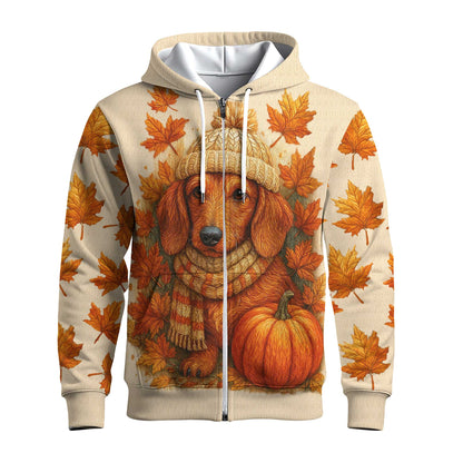 Fall Pumpkin Season Autumn Leaves Tee, Dachshund Shirt, Weiner Dog T Shirt